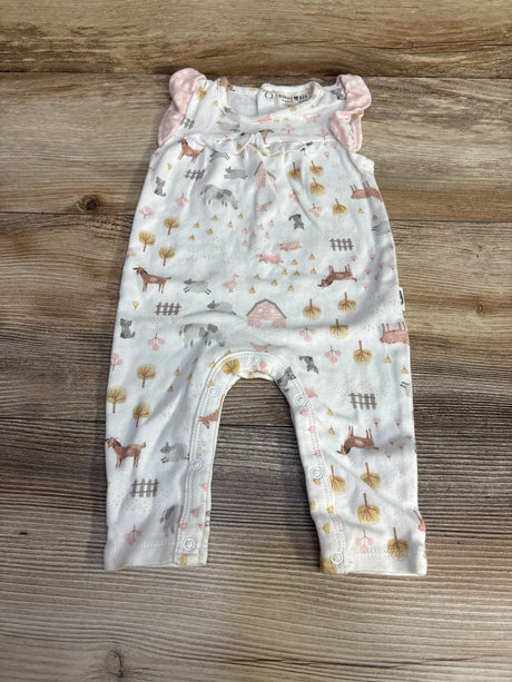 Rabbit + Bear Animal Print Romper White sz 0-3m - Me n Mommy To Be