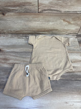 Modern Moments 2pc Textured Bodysuit & Shorts Set Tan sz 3-6m