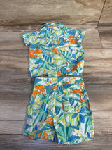 First Impressions 2pc Button Up Shirt & Shorts Set Green sz 6-9m