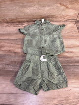 Child Of Mine 2pc Button Up & Shorts Set Green sz 0-3m