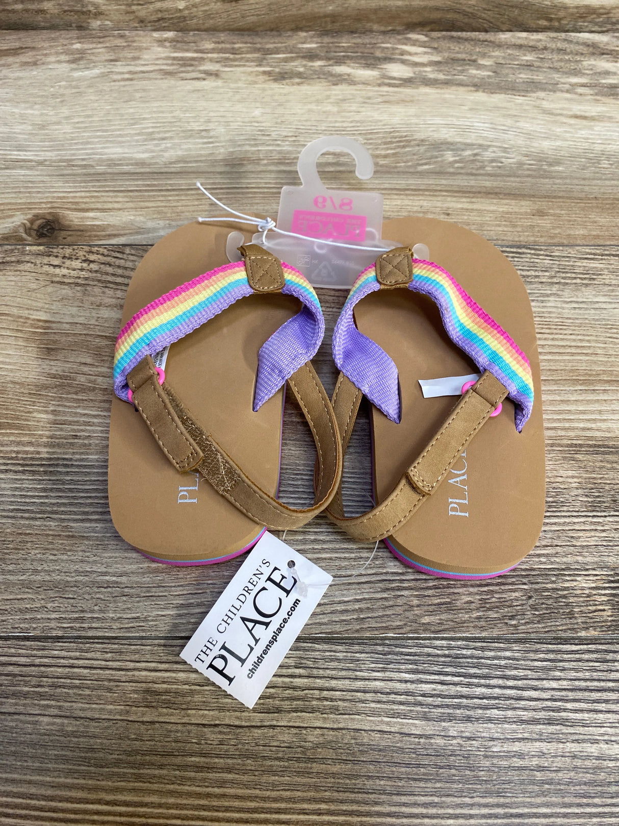 NEW Children's Place Rainbow Flip Flops sz 8-9c