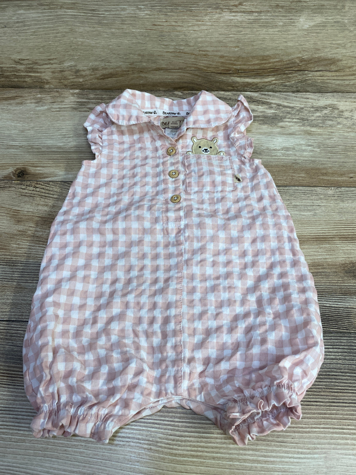 Bearpaw Gingham Romper Pink sz 3-6m