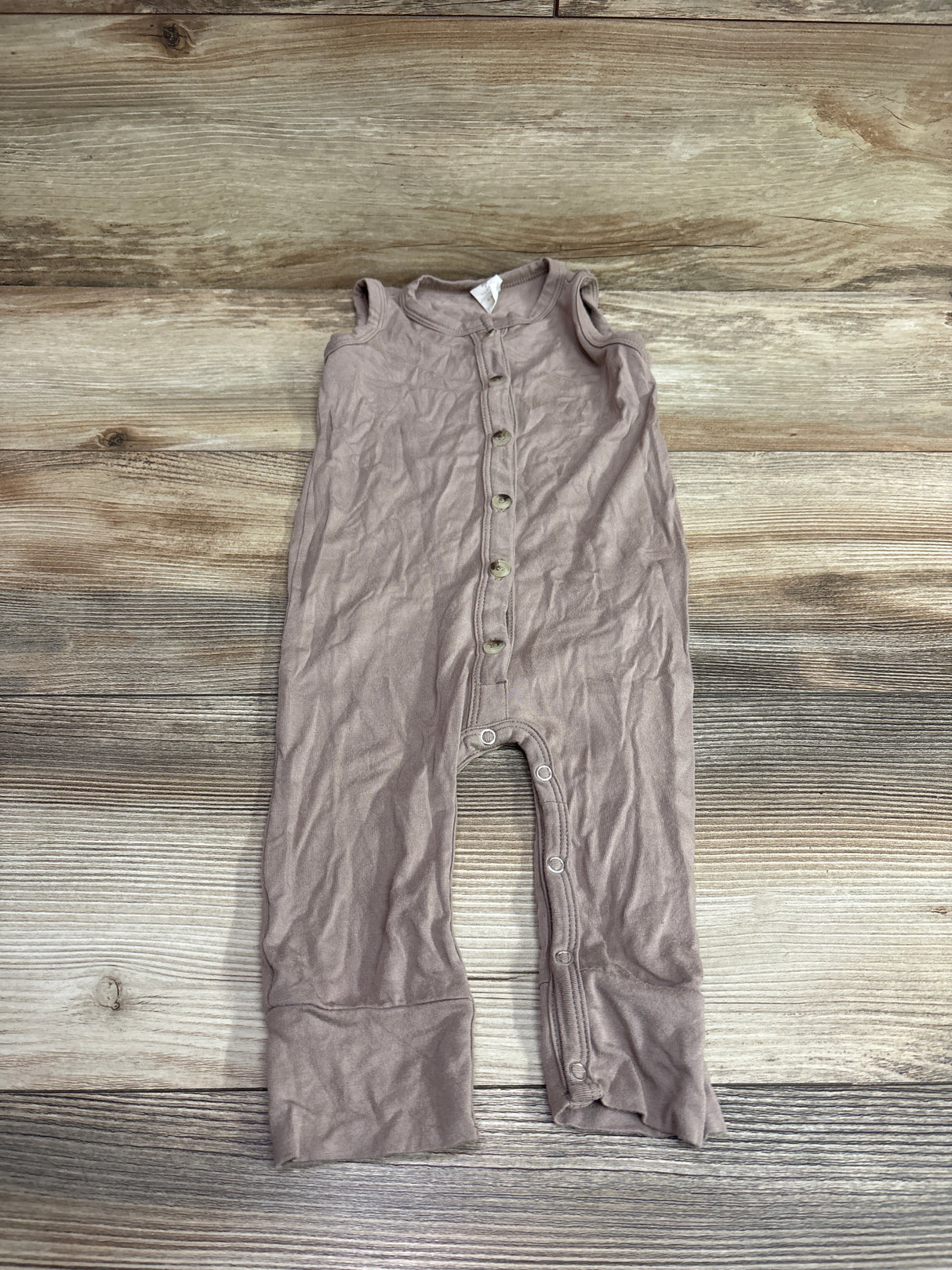 Kate Quinn Bamboo Sleeveless Button-Front Jumpsuit Tan sz 6-12m
