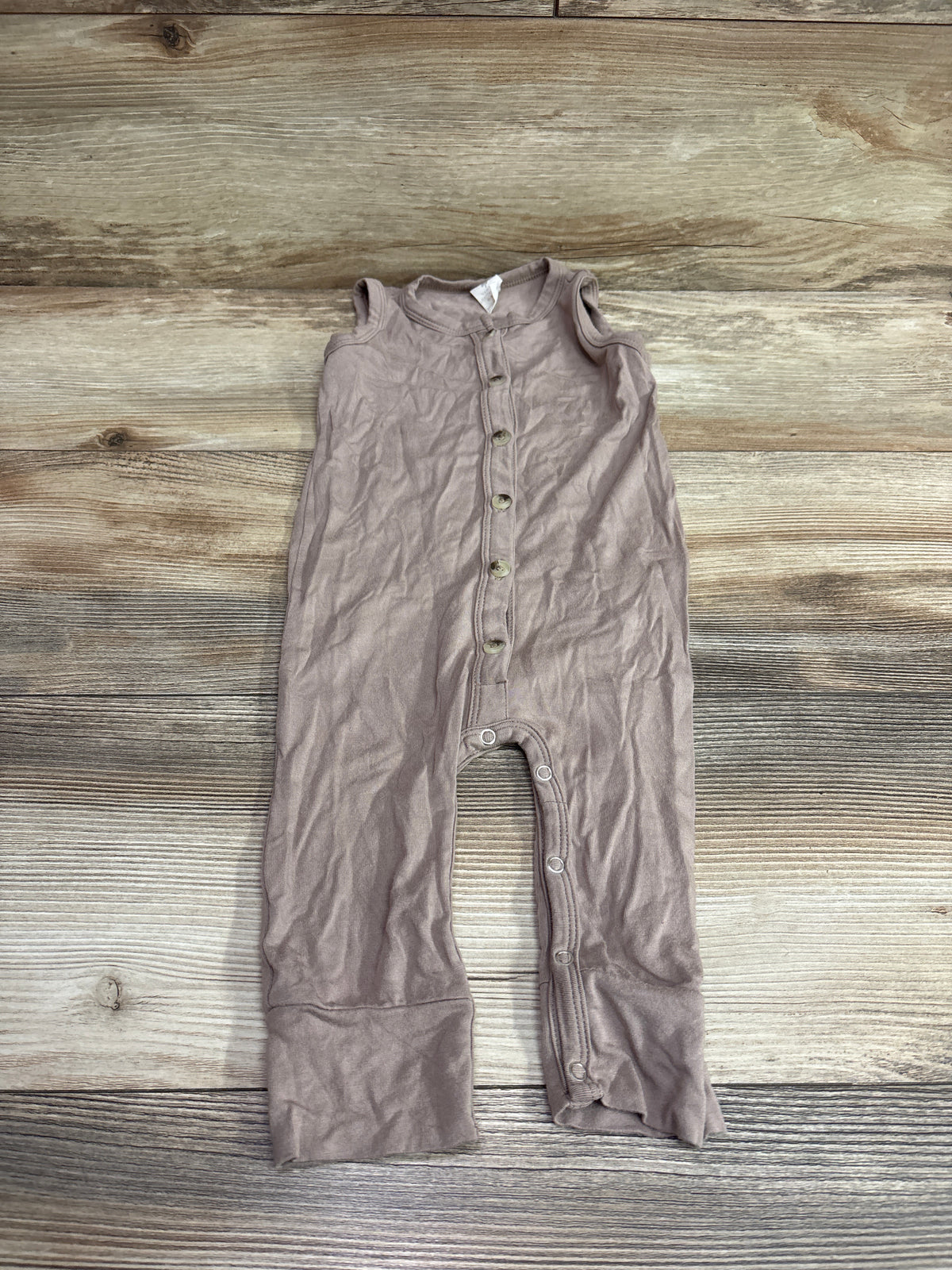 Kate Quinn Bamboo Sleeveless Button-Front Jumpsuit Tan sz 6-12m
