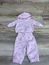 Okie Dokie 2pc Heart Print Zip-Up Jacket & Joggers Set Pink sz Newborn