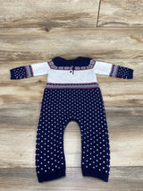 NEW Janie & Jack Baby Train Fair Isle Navy Sweater Romper sz 6-12m