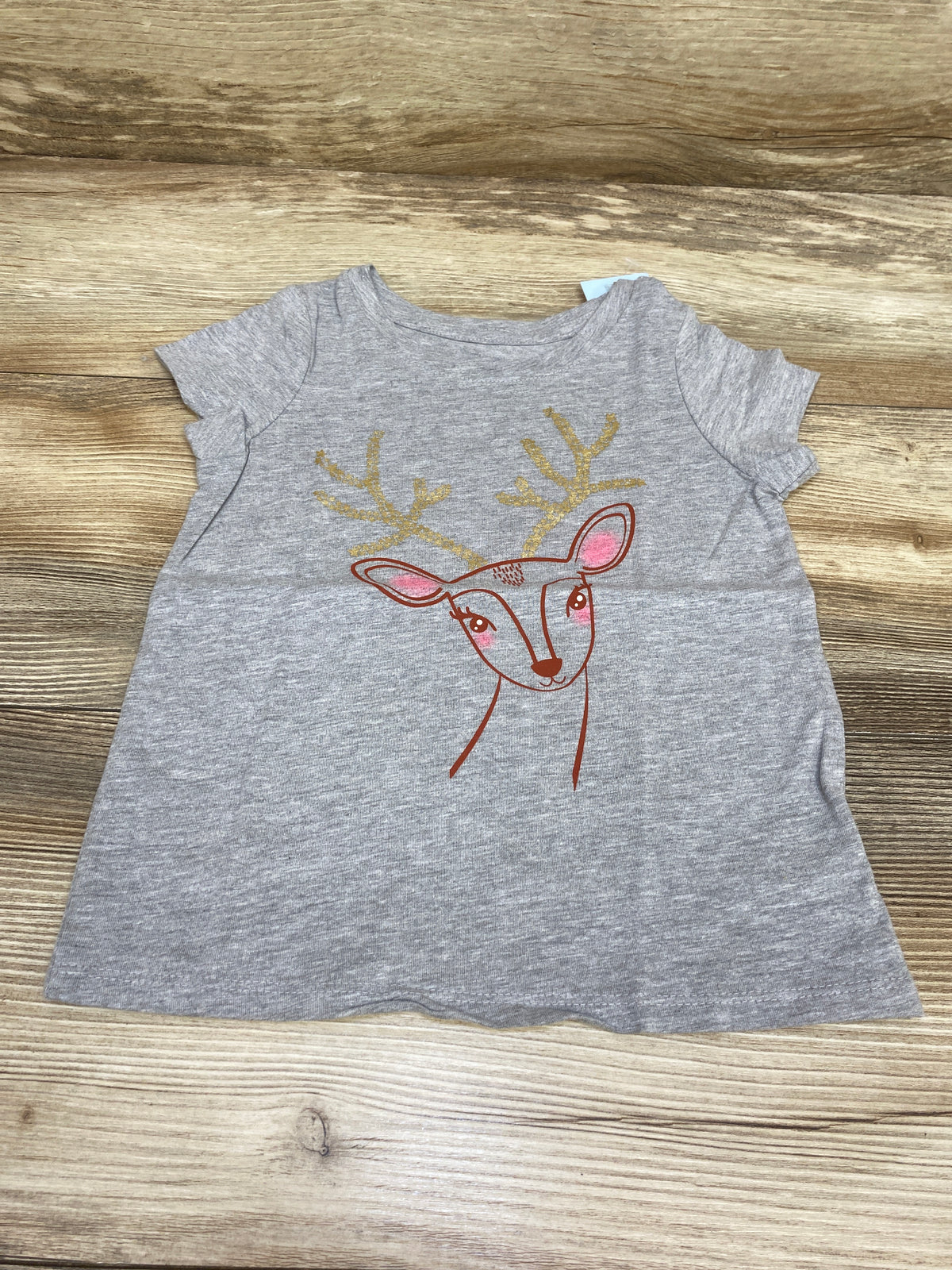 NEW Cat & Jack Reindeer Short Sleeve Shirt Grey sz 3T