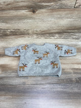 Zara Reindeer Knit Sweater Grey sz 0-1m