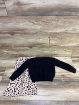 DKNY 2pc Sweater & Leopard Flare Pants Set Black sz 3T