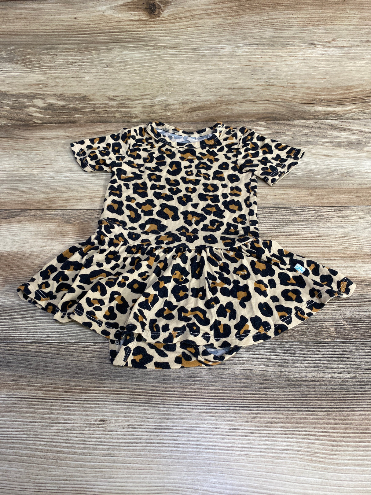 Posh P Lana Leopard Twirl Skirt Bodysuit Dress Tan sz 12-18m
