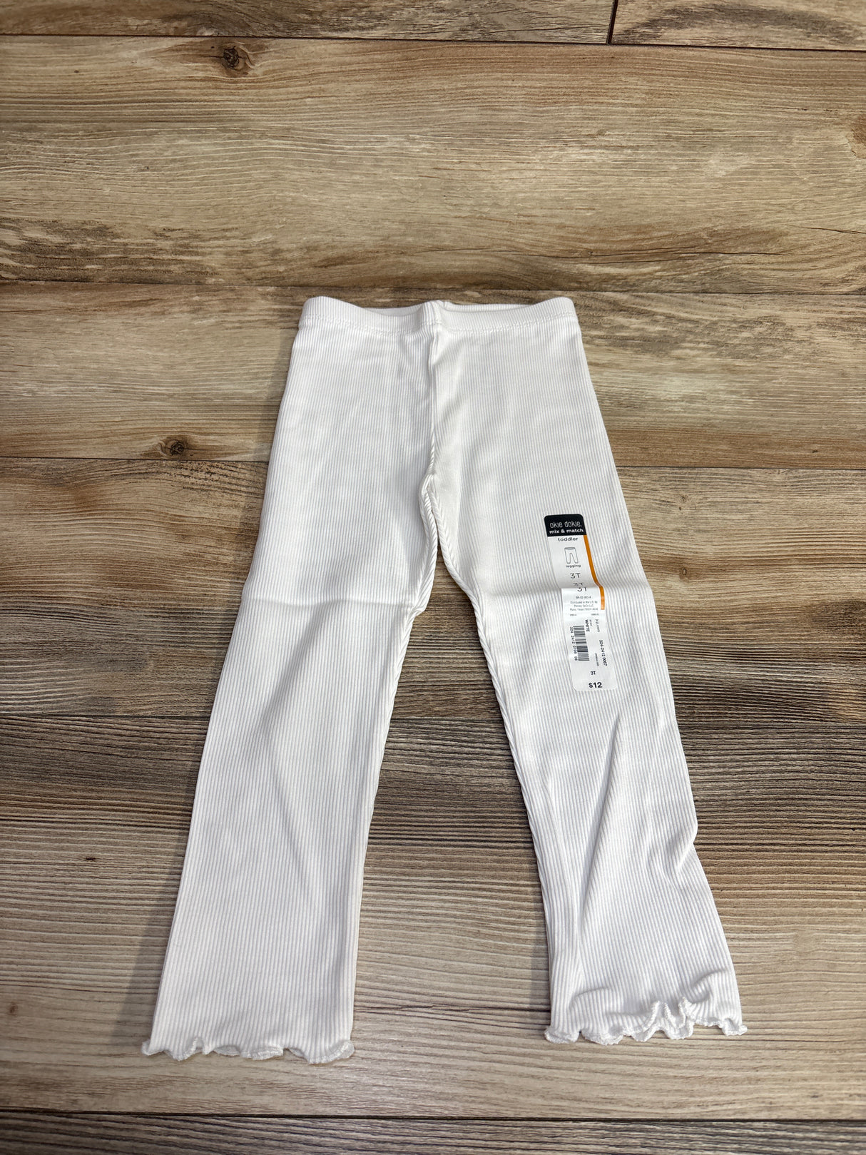 NEW Okie Dokie Ribbed White Leggings sz 3T