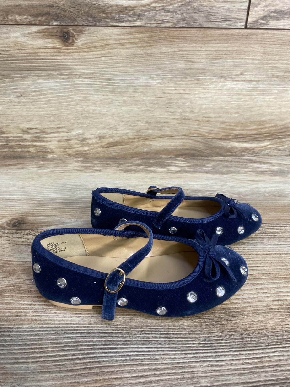 Janie & Jack Velvet Jewel Ballet Flats in Dark Marine sz 8c