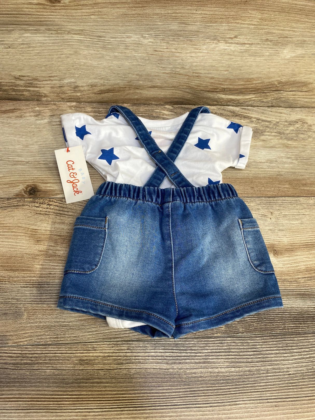 NEW Cat & Jack 2pc Bodysuit & Suspender Short Set White sz 0-3m