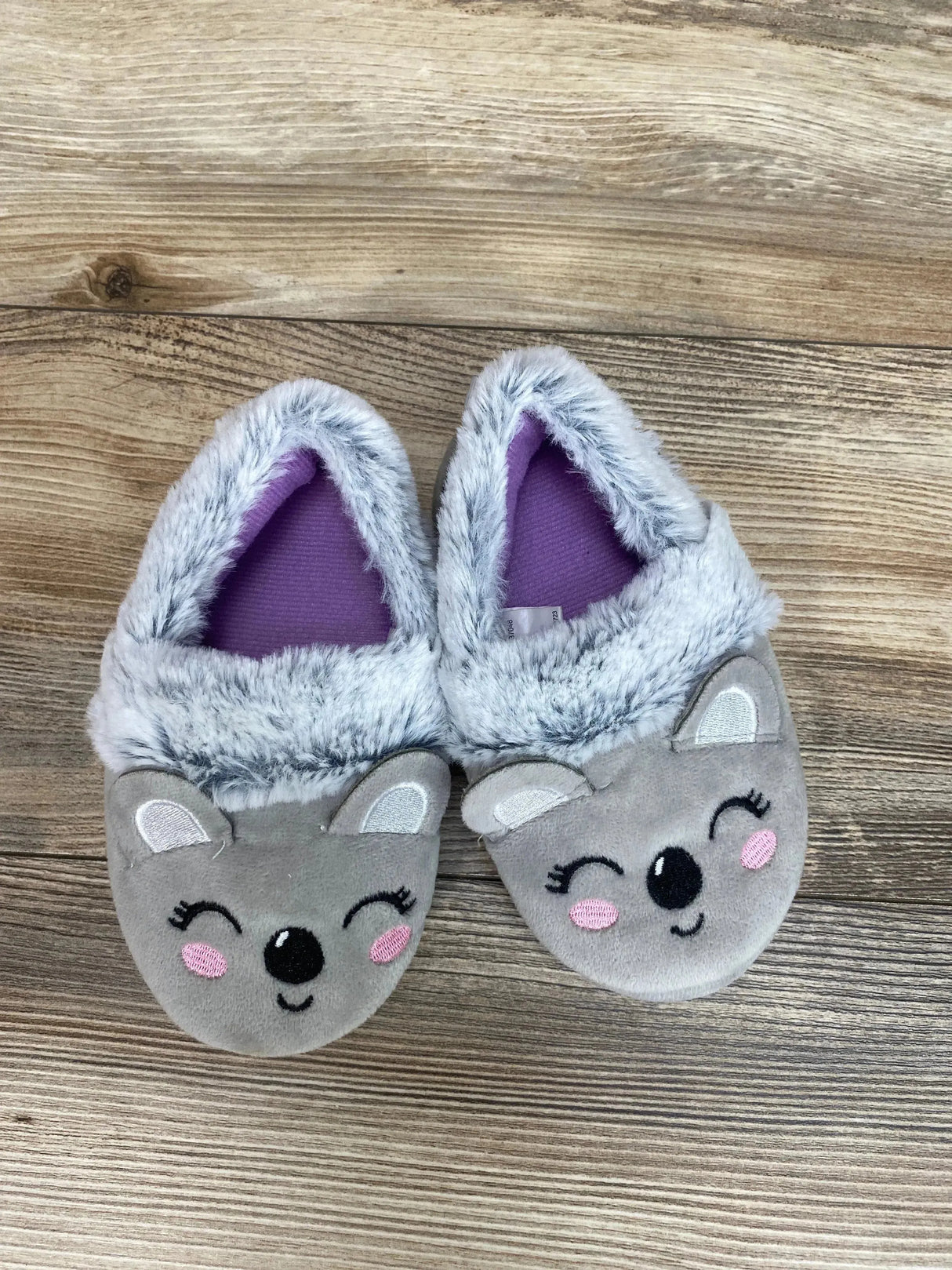 Koala Plush Slippers Grey sz 9/10c