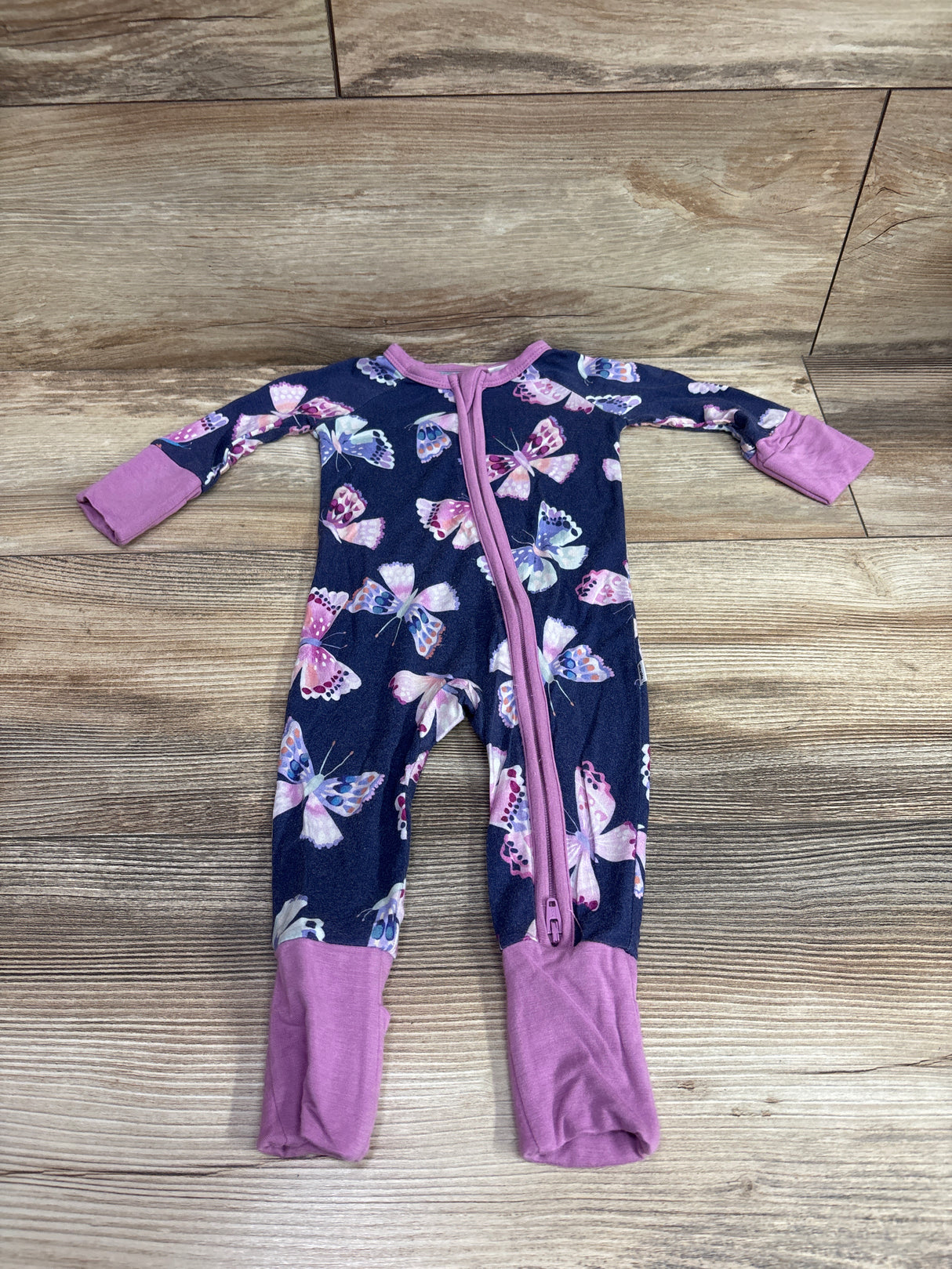 Little Sleepies Royal Butterflies Bamboo Convertible Sleeper Blue sz Newborn