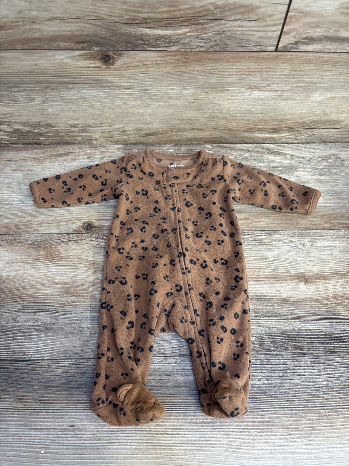 Just One You Leopard Print Blanket Sleeper Brown sz Newborn