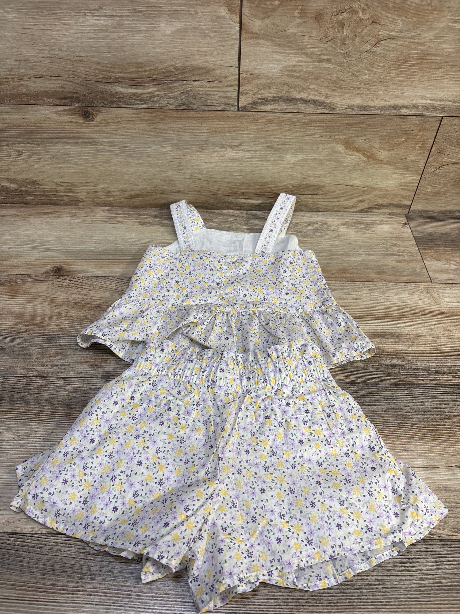 Janie & Jack 2pc Ditsy Floral Pintuck Tank Top & Shorts Set White sz 4T