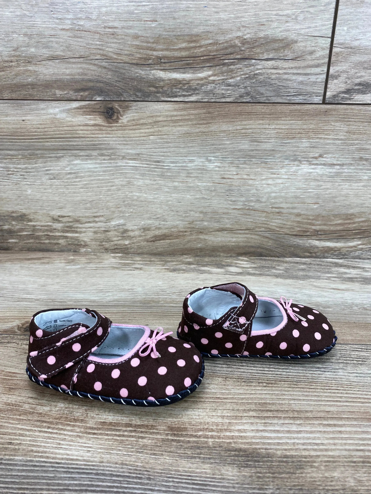 Pediped Grace Polka Dot Mary Jane Crib Shoes Brown sz 6-12m