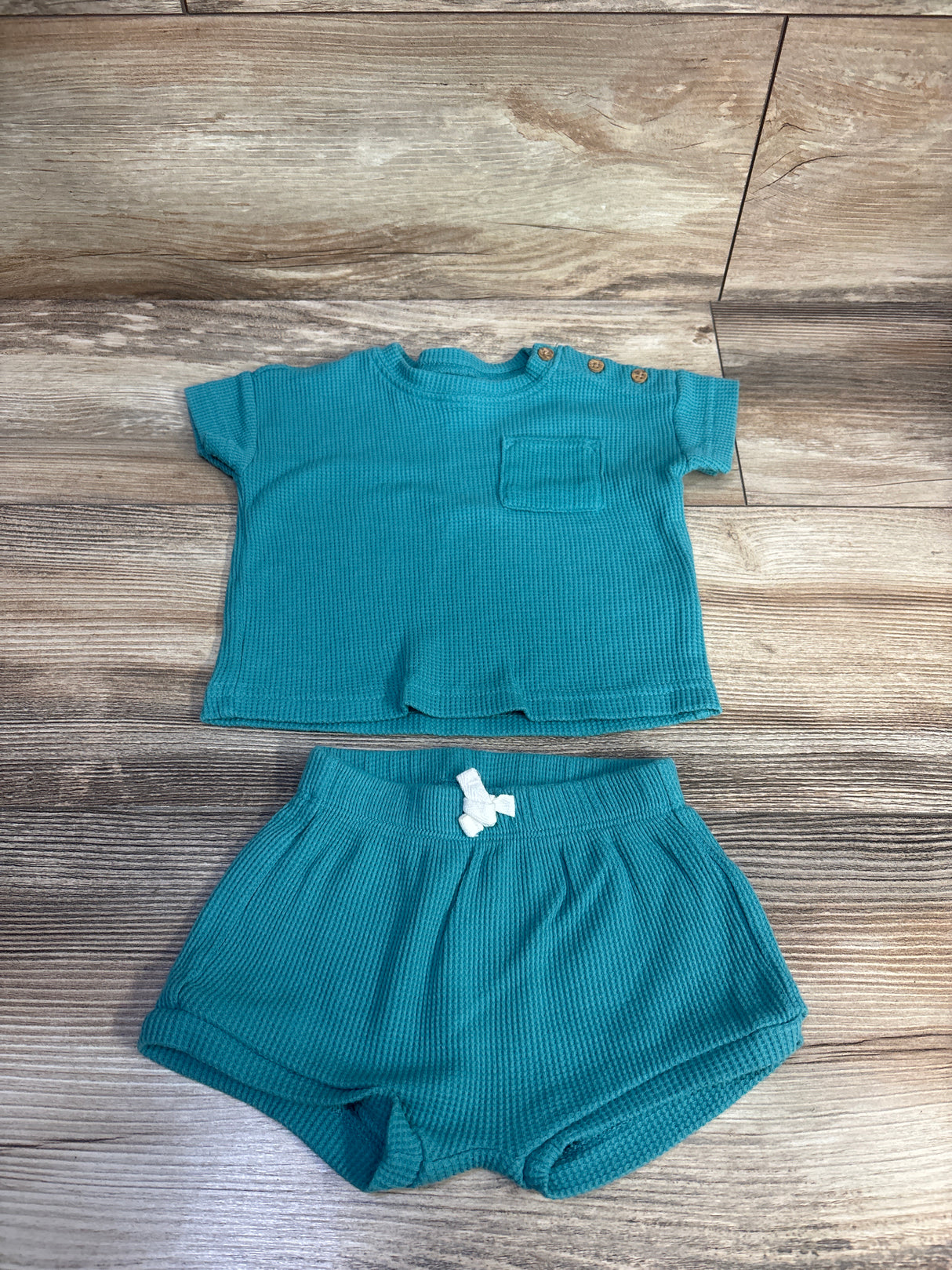 Carter's 2pc Waffle Knit Shirt & Shorts Set Teal sz 3m