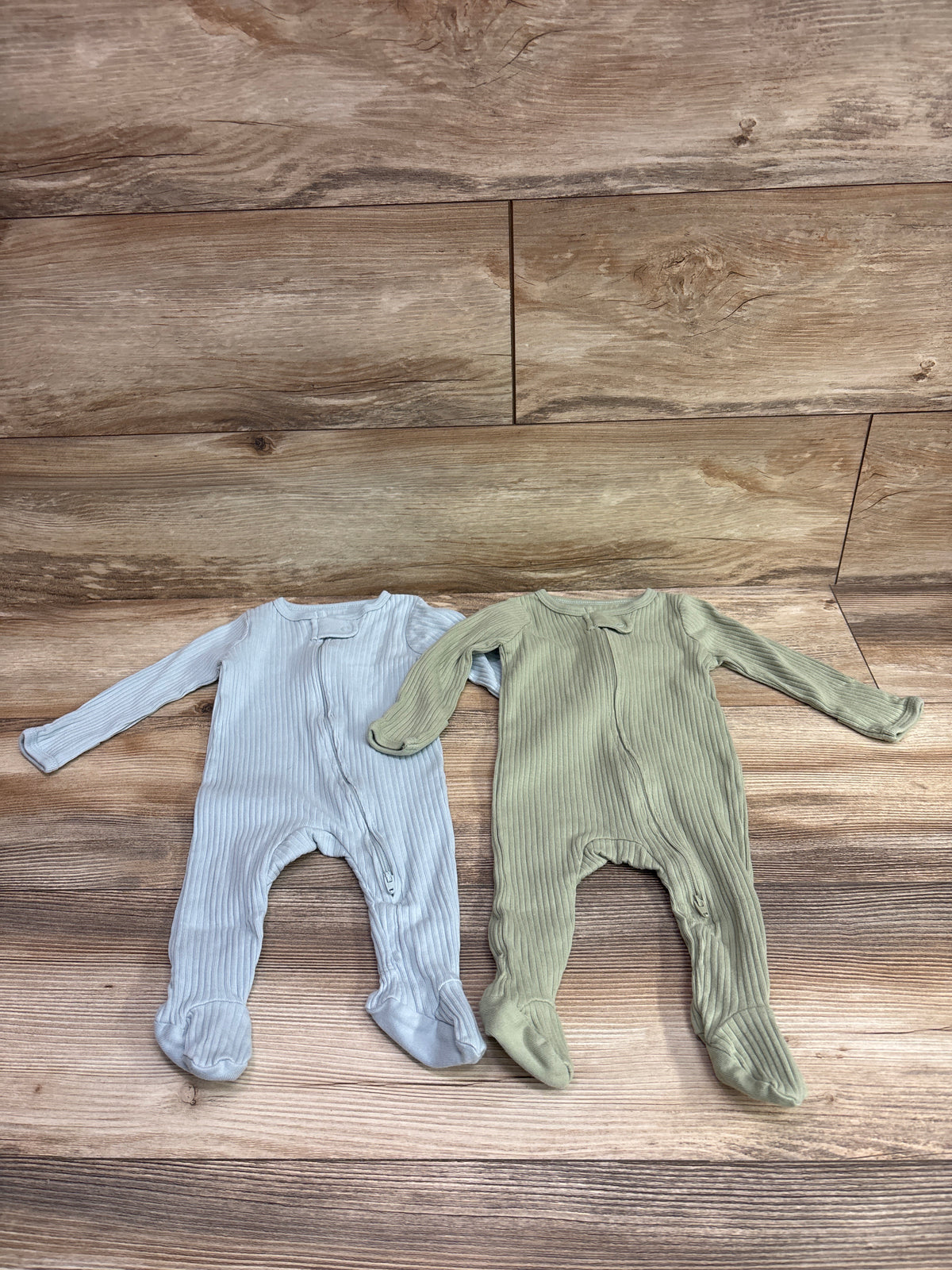 Cloud Island 2pk Ribbed Sleepers Green/Blue sz 0-3m