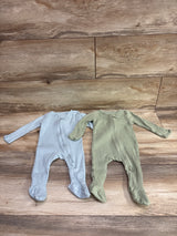 Cloud Island 2pk Ribbed Sleepers Green/Blue sz 0-3m