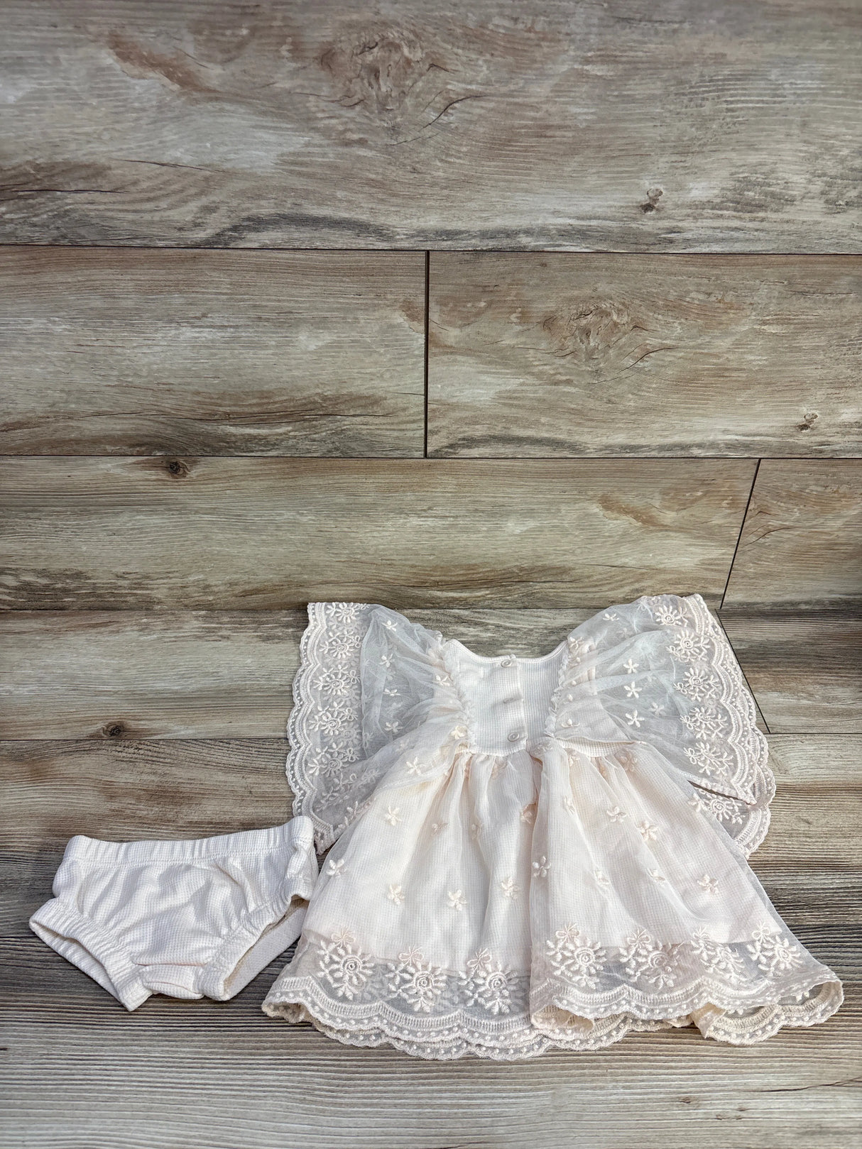 Kensie Baby 2pc Waffle Knit Floral Dress & Bloomers Set Peach sz 3-6m