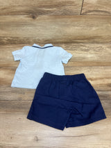 Little Me 2pc Polo Shirt & Shorts Set Blue sz 9m
