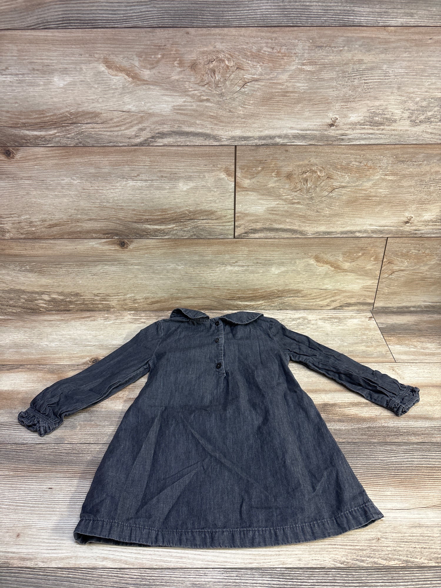 Oshkosh Chambray Collared Long Sleeve Dress Grey sz 3T