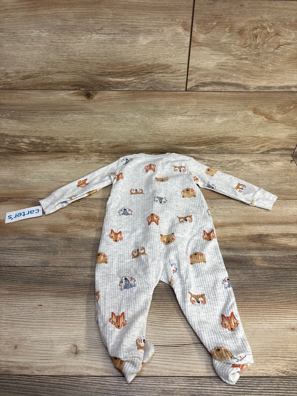 Carter's Animal Print Ribbed Sleeper Grey sz 6m