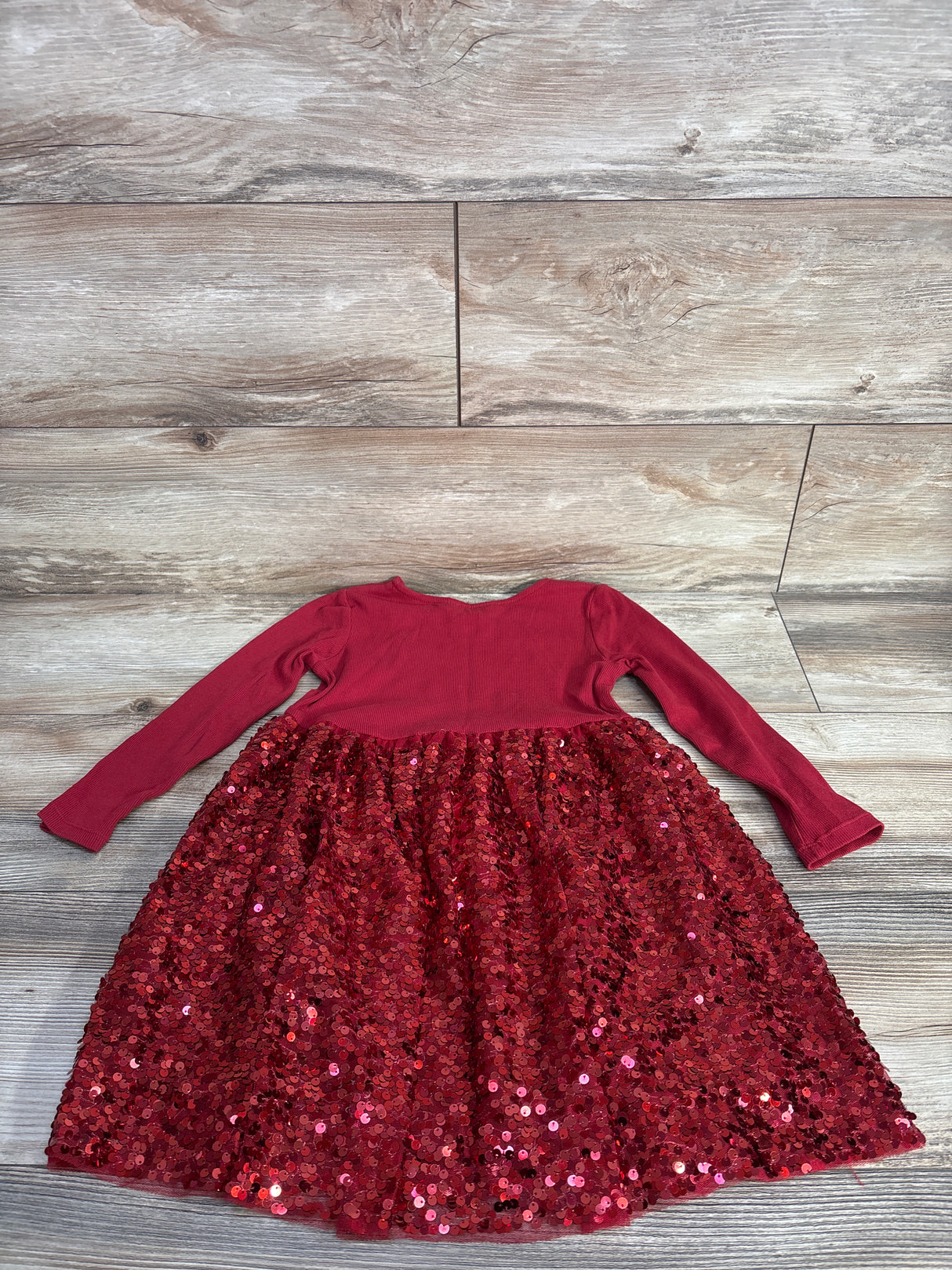 H&M Long Sleeve Sequin Party Dress Red sz 5-6T