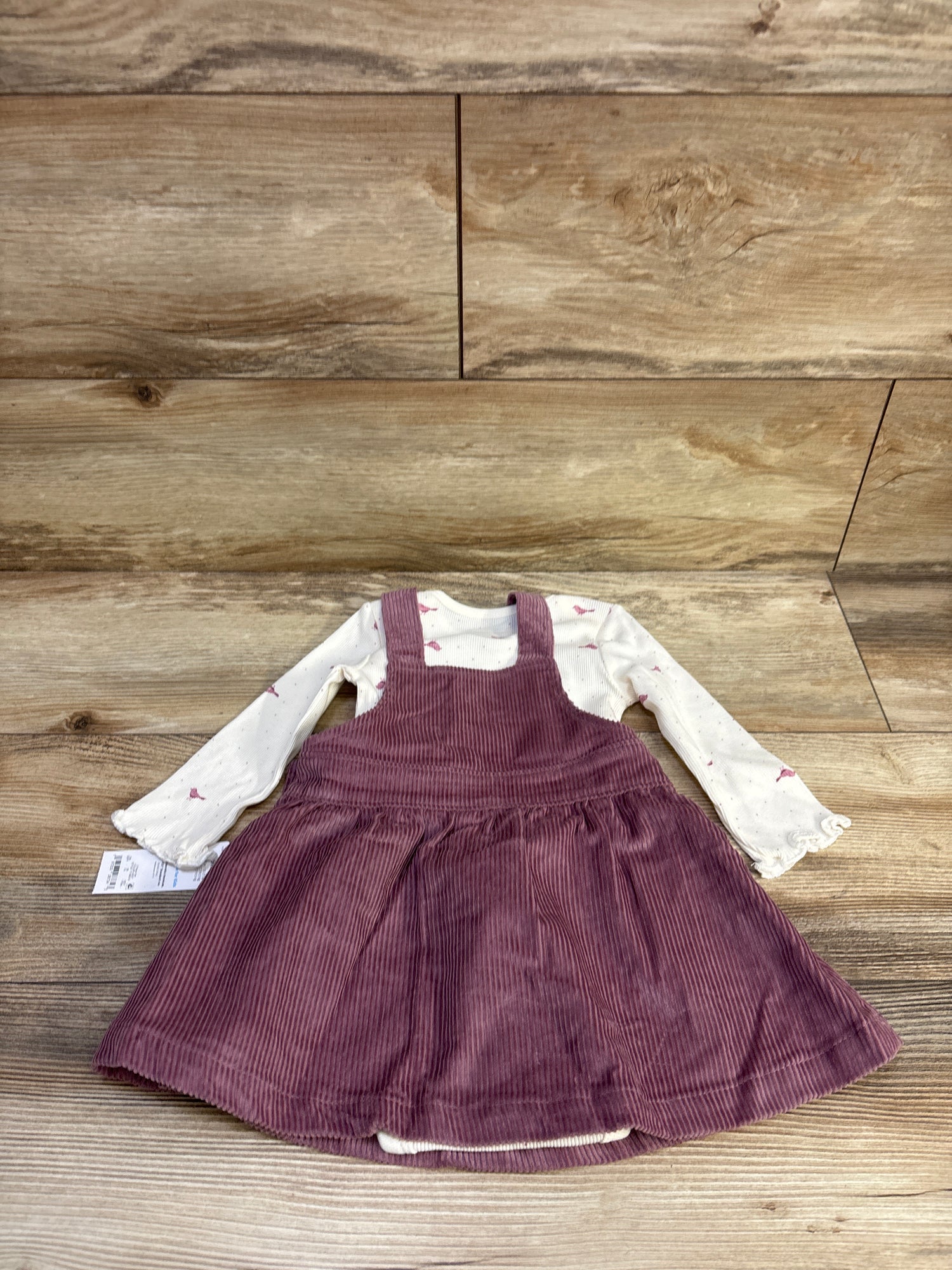 NEW Just One You 2Pc Corduroy Overall Dress Set Mauve sz 9m