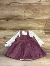 NEW Just One You 2Pc Corduroy Overall Dress Set Mauve sz 9m
