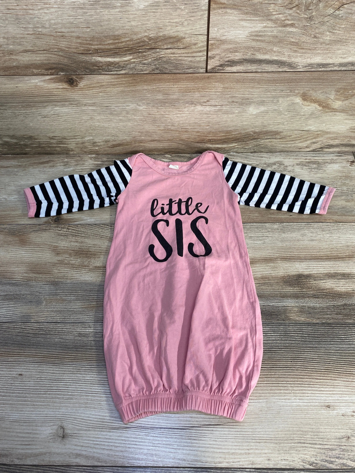 Little Sis Sleeper Gown Striped Pink sz 6-9m