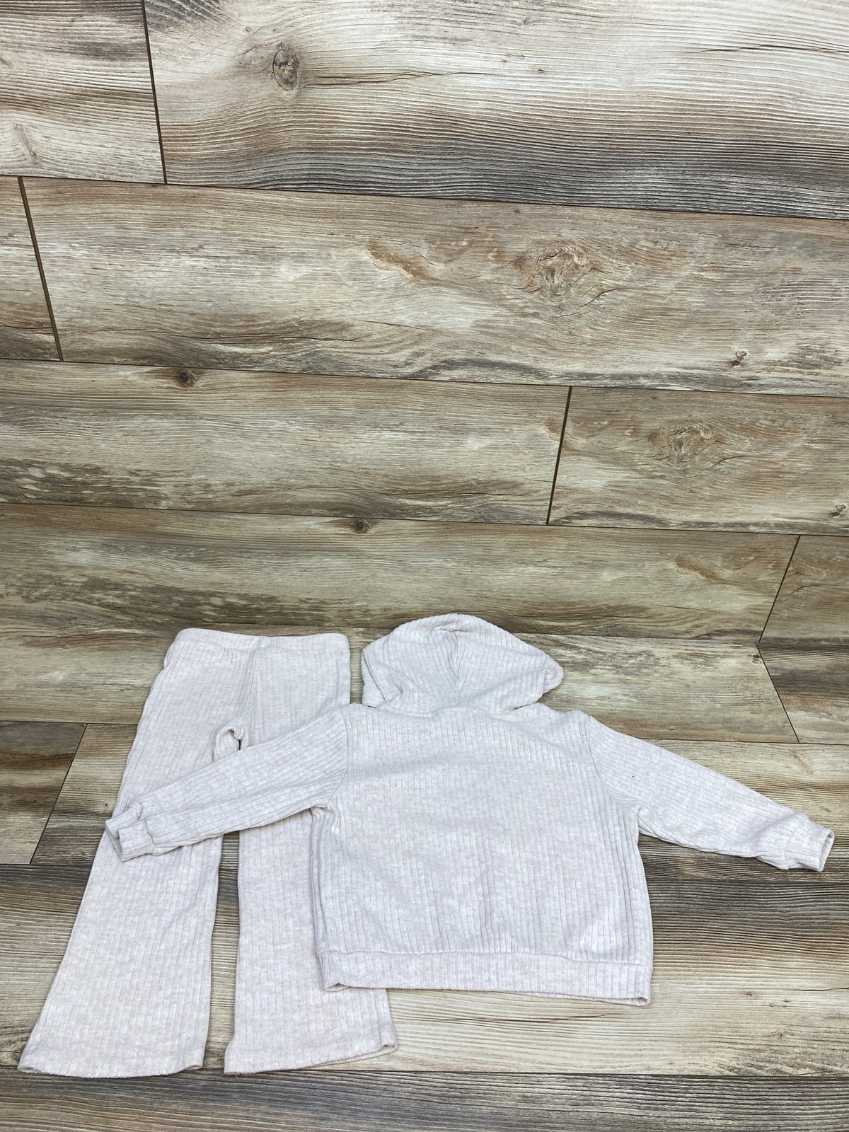 H&M 2pc Knit Hooded Sweatshirt & Pants Set Beige sz 3T