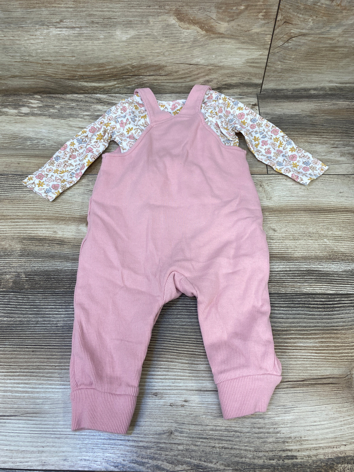 Carter's Long Sleeve Shirt & Ribbed Overalls Set Pink sz 6m