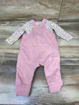 Carter's Long Sleeve Shirt & Ribbed Overalls Set Pink sz 6m