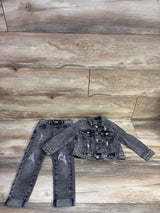 Shein 2pc Distressed Denim Jacket & Jeans Set Grey sz 3T