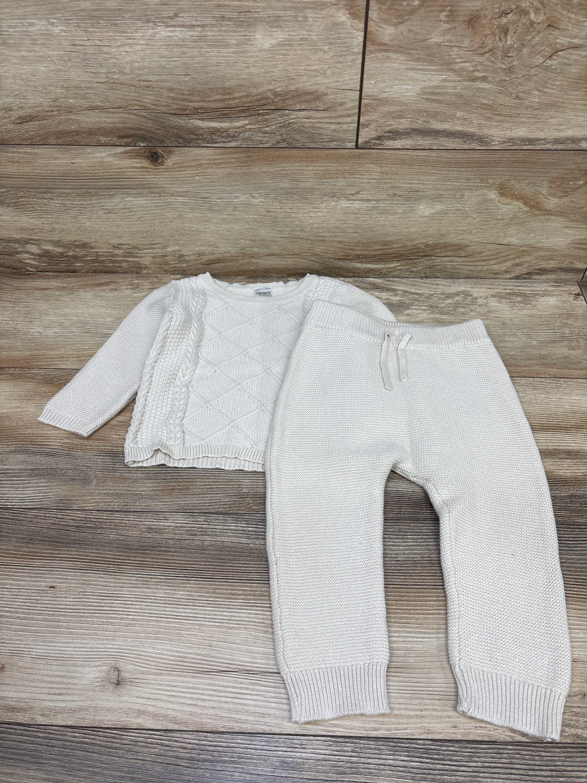 Just One You 2pc Knit Sweater & Pants Set Cream sz 18m