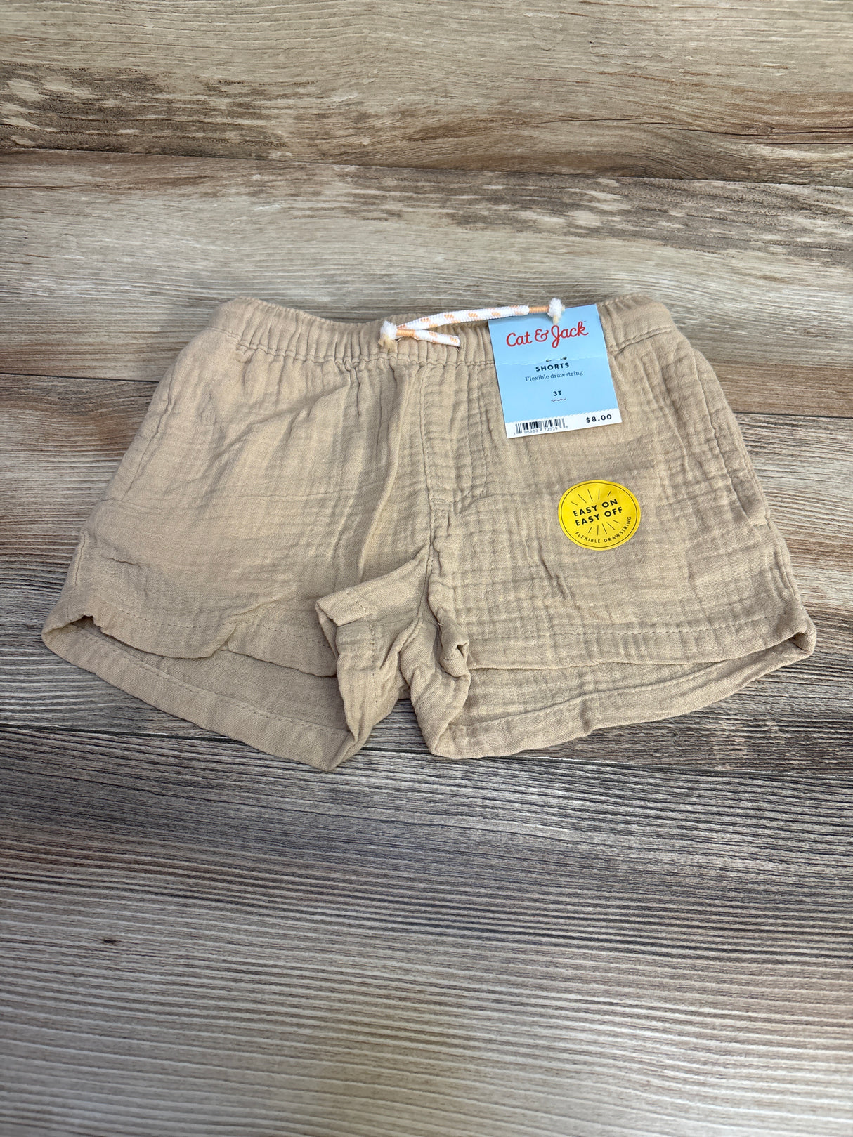 NEW Cat & Jack Drawstring Muslin Shorts Tan sz 3T