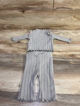 Old Navy 2pc Ribbed Long Sleeve Shirt & Pants Set Grey sz 0-3m
