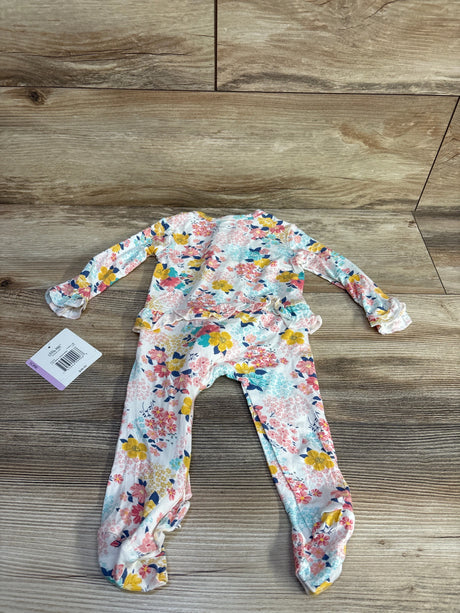 NEW Little Me Bamboo Floral Ruffle Footie White sz 9m - Me n Mommy To Be