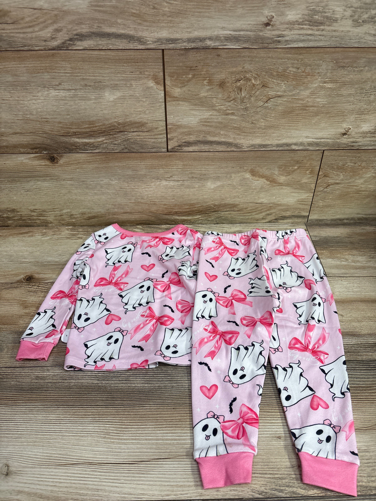 Shein 2pc Ghost Print 2pc Pajama Set Pink sz 3T