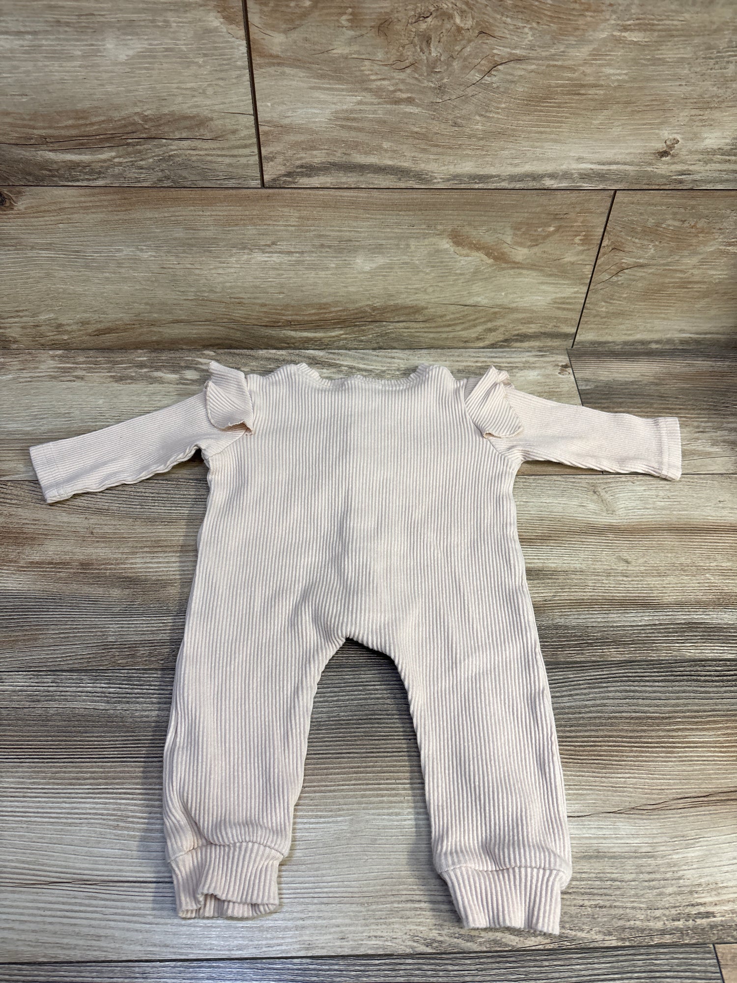 Ashmi & Co Ribbed Flutter Sleeve Coverall Beige sz 9-12m