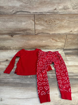 Old Navy 2pc Heart Print Pajama Set Red sz 3T