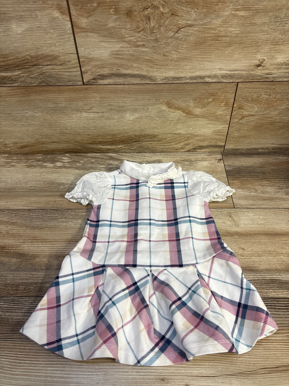 Janie & Jack Plaid Jacquard Dropwaist Dress White sz 12-18m