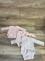 Minicoco 3pk Long Sleeve Bodysuits Pink sz 0/3m
