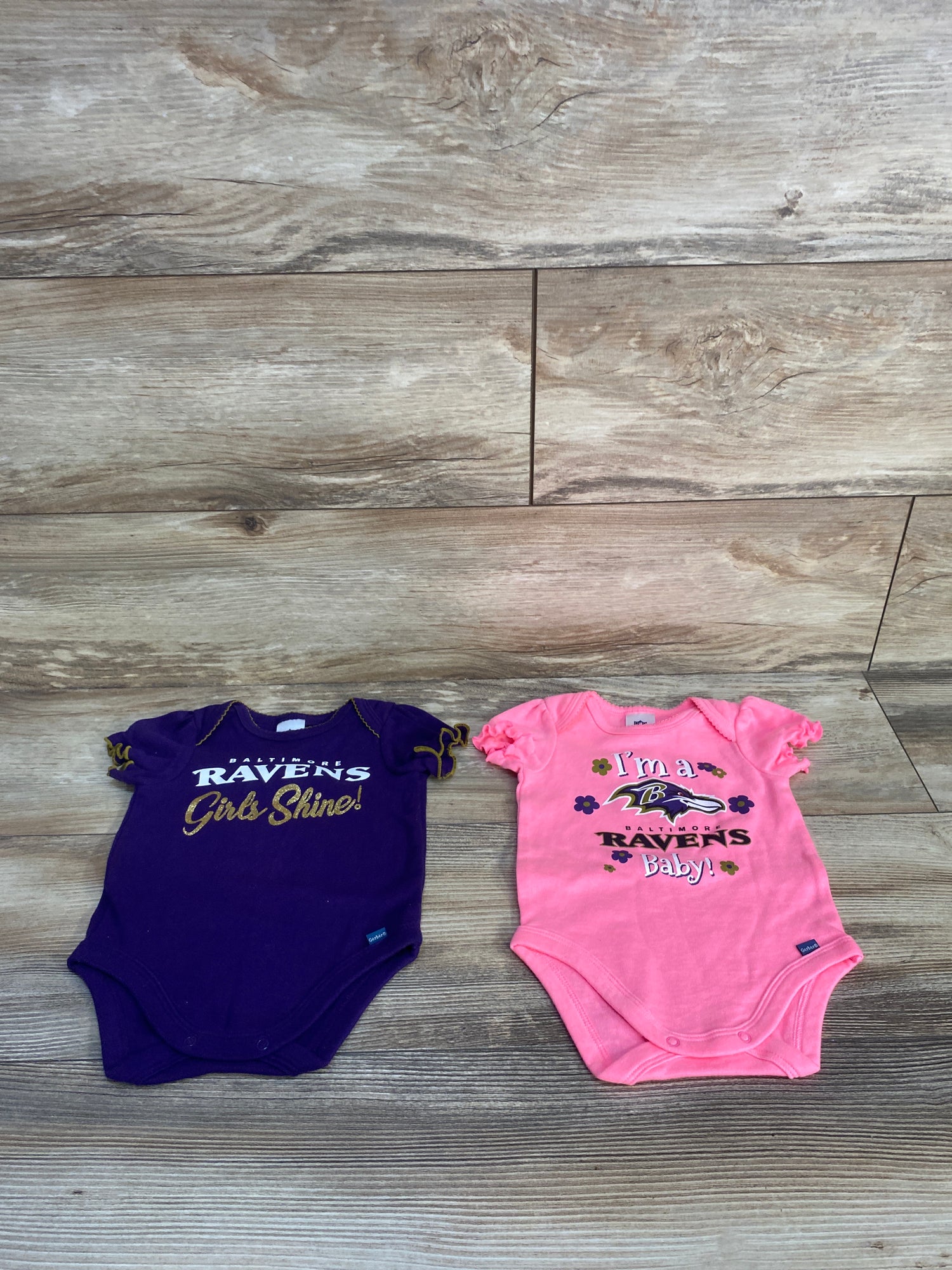 NFL Team Apparel 2pk Baltimore Ravens Bodysuits Pink/Purple sz 0-3m