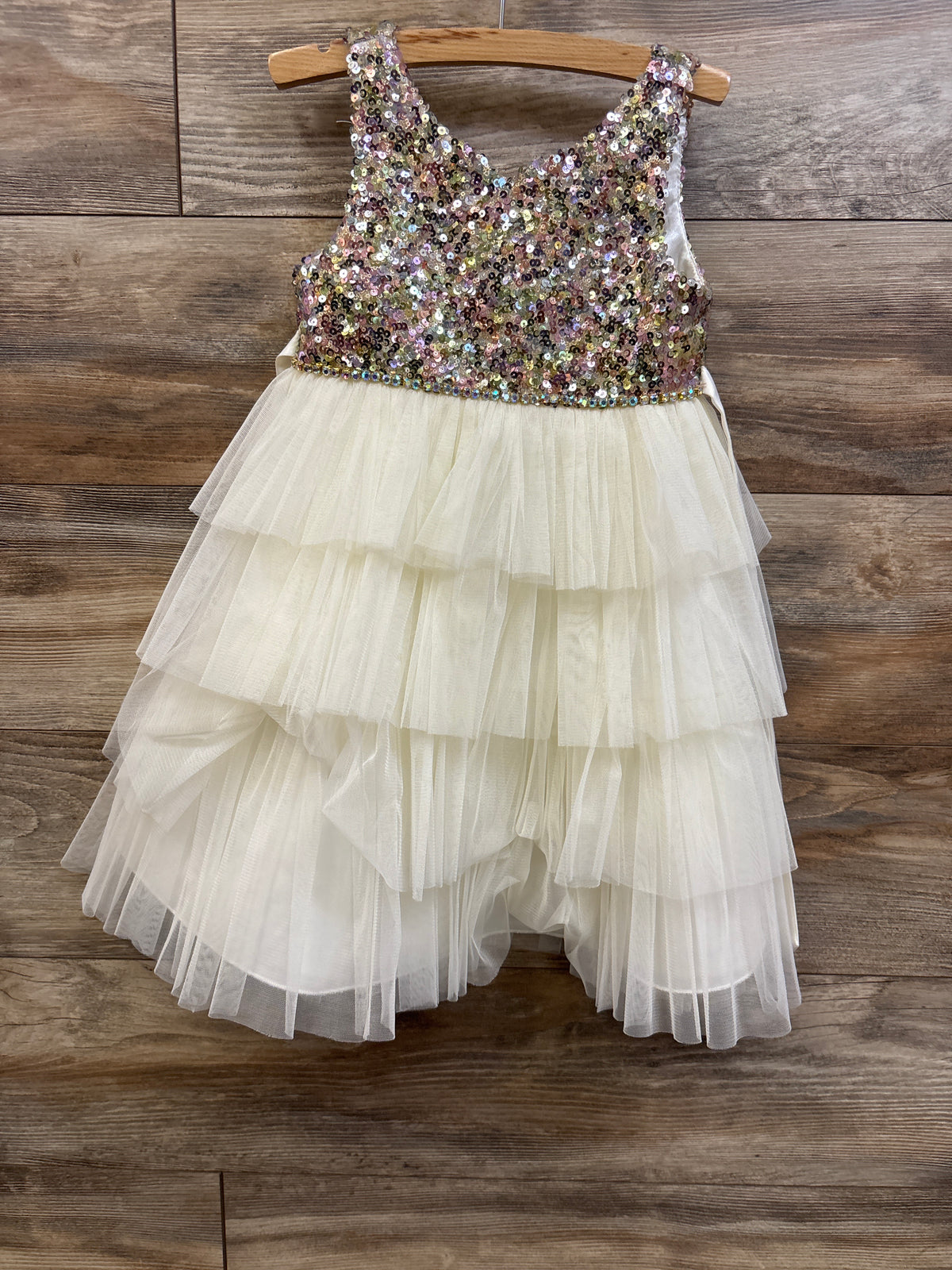American Princess Layered Tulle Sequin Dress White sz 5T