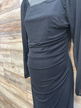 Maternity Mesh Sleeve Ruched Dress Black sz Large