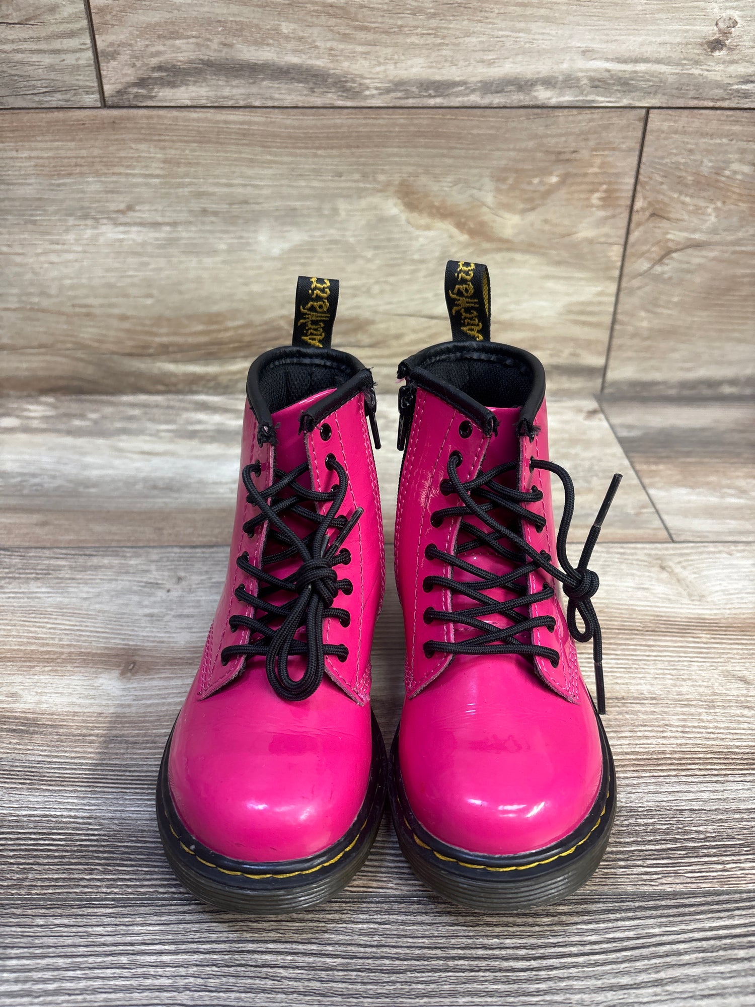 Dr. Martens Patent Leather Lace Up Boots Pink sz 10c